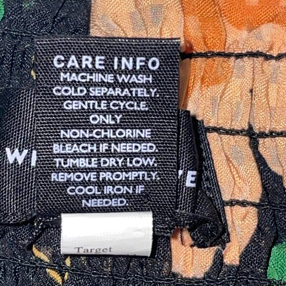 Who What Wear Black Orange Peach Gold Yellow Floral Elastic Waist Skirt Size XS - Picture 6 of 9